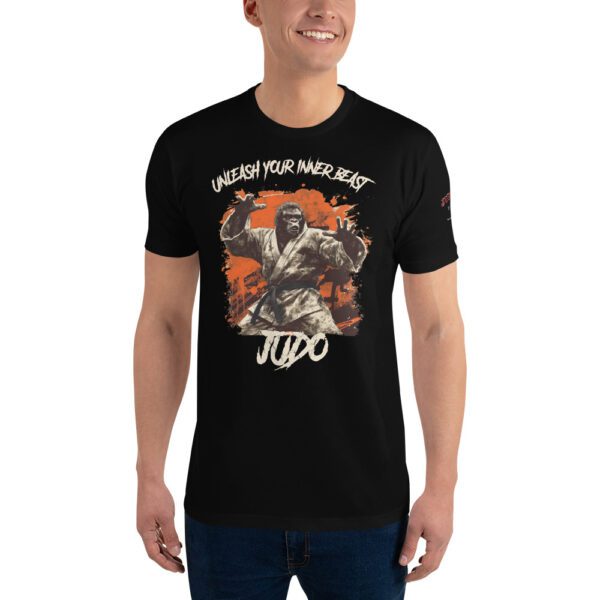 Fighting gorilla Judo t-shirt with contemporary Judo graphic design on 100% cotton fabric.