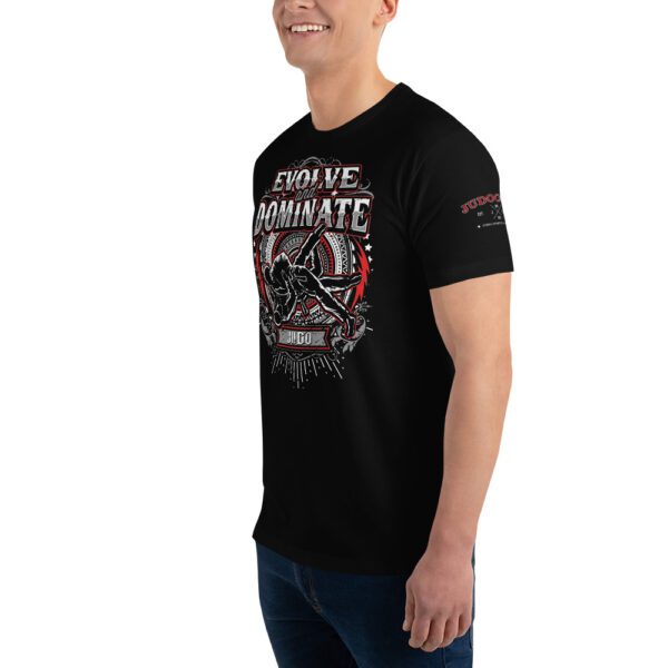 Evolve & Dominate Judo t-shirt with contemporary Judo graphic design on 100% cotton fabric.