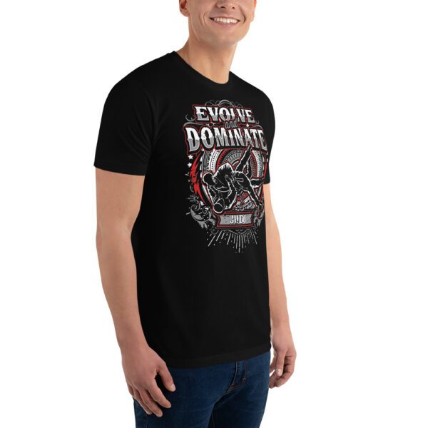 Evolve & Dominate Judo t-shirt with contemporary Judo graphic design on 100% cotton fabric.